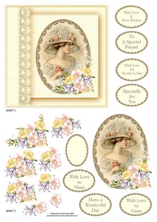 Vintage Lady Portrait 8x8 Card Front