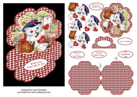 Kitten Valentine Petal Easel Card