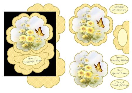 Cowslips & Butterflies Petal Easel Card