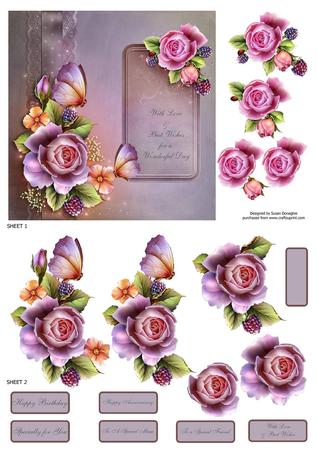 Roses & Gysophila 8x8 Card Front
