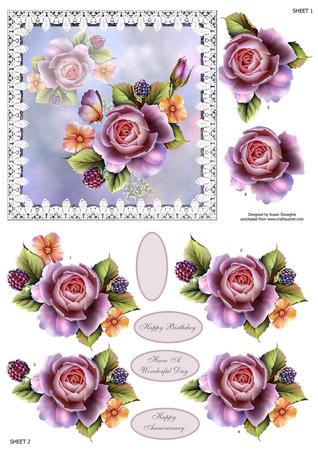 Summer Roses & Lace 8x8 Card Front
