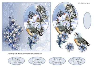 Wild Bird Winter Scene 6x6 Card Front