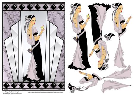 Art Deco Cocktail Hour A4 Card Front