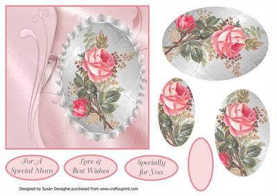 Vintage Roses Silver Cameo
