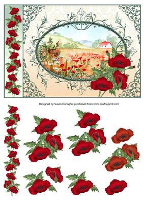 Poppy Field Country Scene