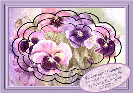 Watercolour Pansies Scalloped A5 Invertage Kit