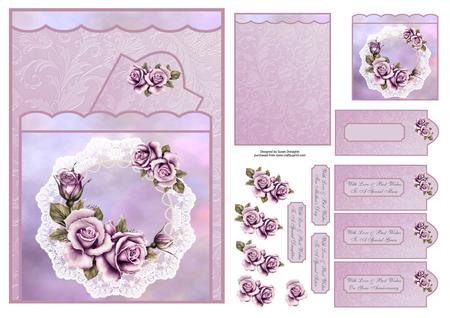 Lilac Roses & Lace Pocket Card