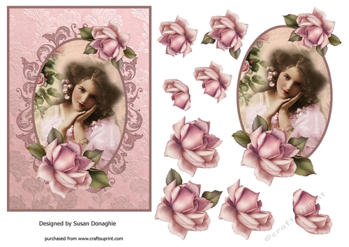 Vintage Lady Portrait Blushing Rose