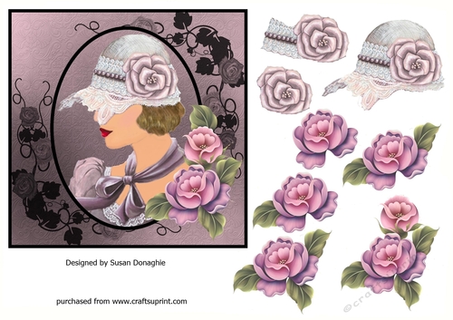 Vintage Lady Portrait Shades of Amethyst