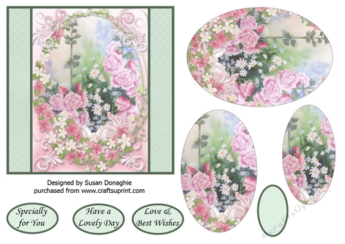 Pretty Hollyhocks Oval Pyramage