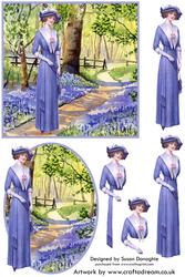 Lady Walking in Bluebell Woods