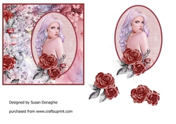 Glam Glitter Lady with Red Roses
