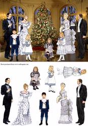 Victorian Family Around the Christmas Tree