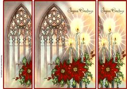 Church Window, Candles & Poinsettias Gatefold