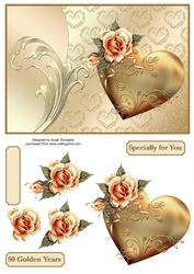Golden Wedding Hearts & Roses