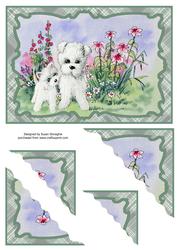 Cute Westie & Puppy Corner Stacker