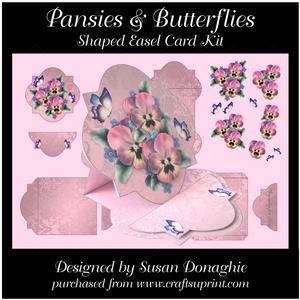 Pansies & Butterflies Shaped Easel Card Kit