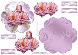 Blushing Roses Petal Stand Card