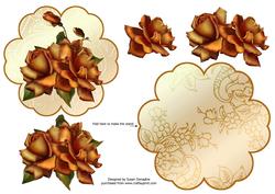 Gold Satin & Roses Petal Stand Card