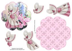 Sweet Sue in the Hollyhocks Petal Stand Card