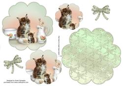 Kittens Tea Party Petal Stand Card