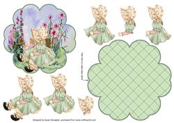 Sally Sitting in the Flowers Petal Stand Card