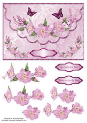 Pink Posy Mock Envelope Card Front