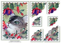 Cat Among the Fucshias Scalloped Corner Stacker