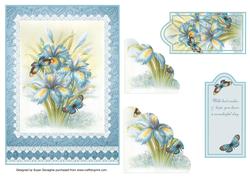 Iris & Butterflies Corner Pocket Card