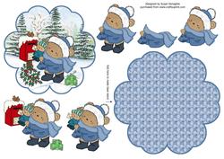 Christmas Post Bear Petal Stand Card