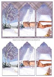 Oast Houses in Winter Triptych