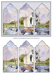 Windmill & Sailing Boats Triptych