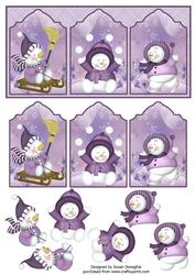 Snowmen Friends Dl Triptych
