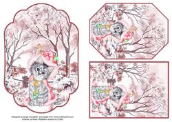 Santa Kitty in Winter Woods