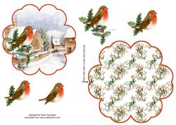 Christmas Robin Petal Stand Card