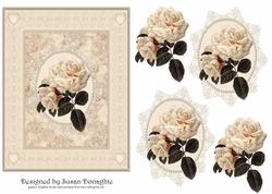 Cream Roses, Lace & Pearls