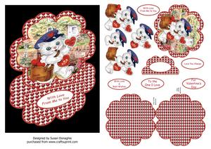 Kitten Valentine Petal Easel Card