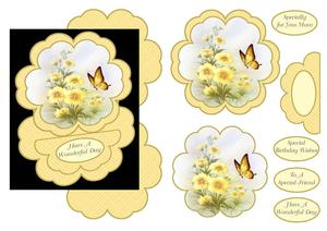 Cowslips & Butterflies Petal Easel Card