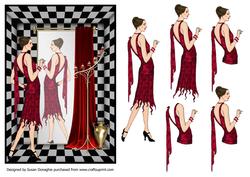 Art Deco Reflections of Lady in Red