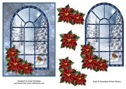 Robin & Poinsettias Winter Window