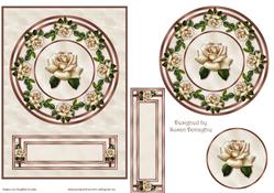 Antique Roses & Ivory Brocade