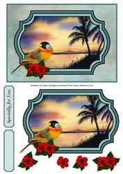 Wild Bird & Tropical Island Sunset