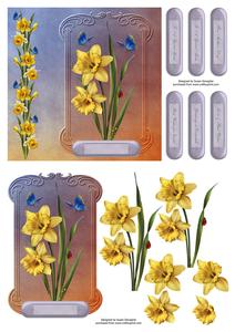 Daffodils & Butterflies 8x8 Card Front