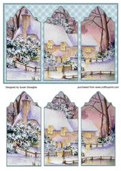 Winter Cottages Triptych