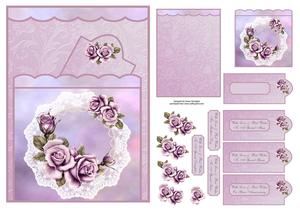 Lilac Roses & Lace Pocket Card