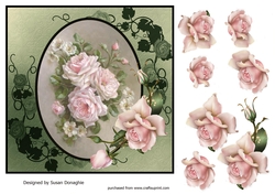 Vintage Spray of Pink Roses