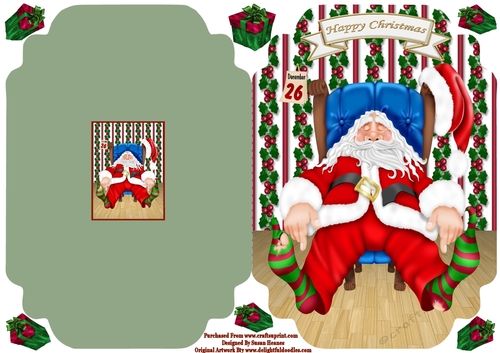 Exhausted Santa - Cut And Fold Card