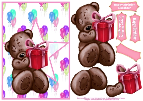 Birthday Bear Greetings - Girl
