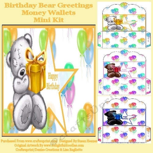 Birthday Bear Greetings Money Wallets - Mini Kit