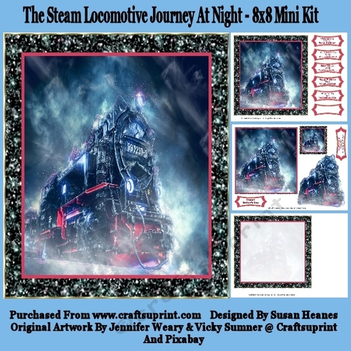 The Steam Locomotive Journey At Night - 8x8 Mini Kit